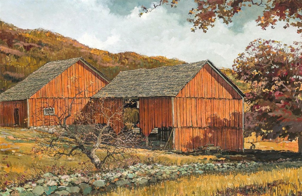 A regional favorite, Eric Sloane’s “The Red Barn,” came from a private Connecticut collection and finished at $20,000, selling to a trade buyer bidding on behalf of a client. It was one of two works by the artist in the sale ($10/15,000).