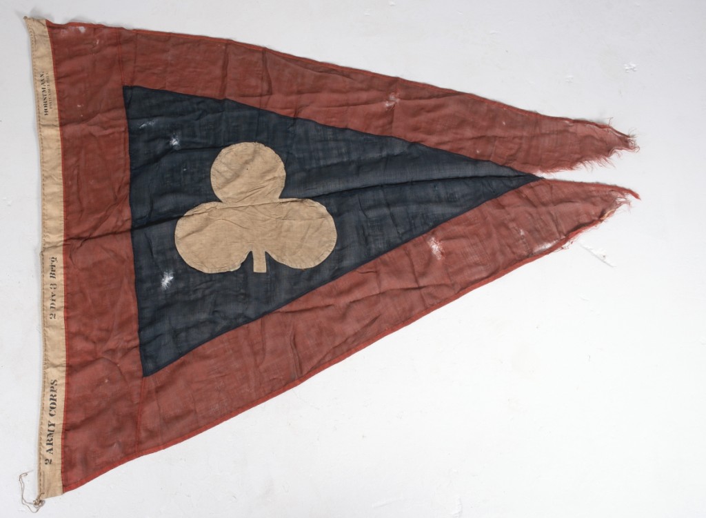 A rare Civil War designating flag made by William H. Horstmann & Sons, Philadelphia, was the top lot at $60,000. It was part of a 300-year-old trove of items from the Philadelphia family of Declaration of Independence signatory Francis Hopkinson (1737-1791). It was purchased by Gettysburg, Penn., dealer Brendan Synnamon.