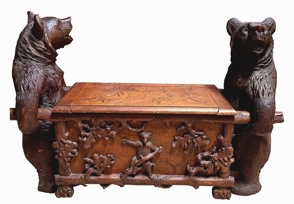 “That was extraordinary,” Hess said of this Bavarian hand carved Black Forest chest with black bear supports. It made $4,920.
