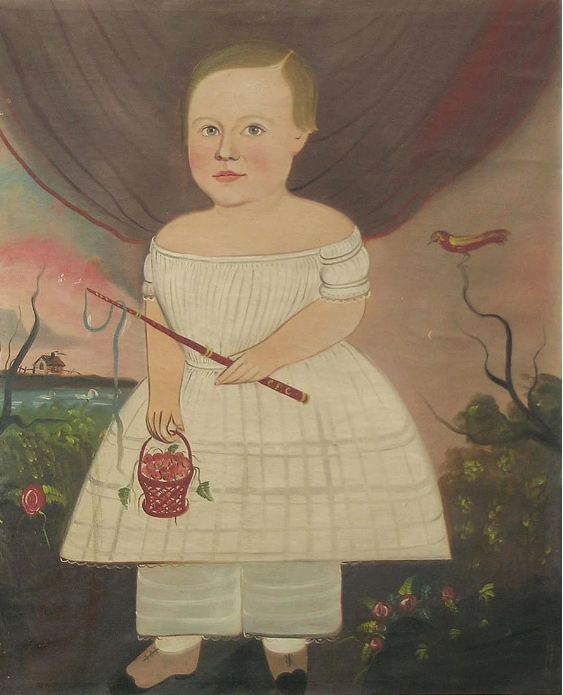 The top lot of the sale was this Prior-Hamblen school portrait that sold for $101,750. It sold to Rockport, Maine, dealer Scott Fraser, who called it a masterpiece. He believes it may be by George Hartwell, and if so, it would be an auction record for the artist. The work came out of an estate in Rhode Island, where it had passed down through four generations since the Nineteenth Century. Fraser believes the initials on the boy’s whip, C.F.C., may stand for Charles Franklin Carter, born 1840 in Leominister/Worcester, Mass. The painting was in original and immaculate condition, without any inpainting at all.