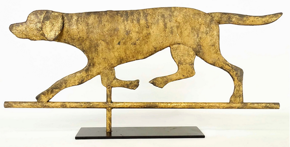 The top weathervane in the sale was this gilt dog, 26½ inches long, that sold for $2,829.
