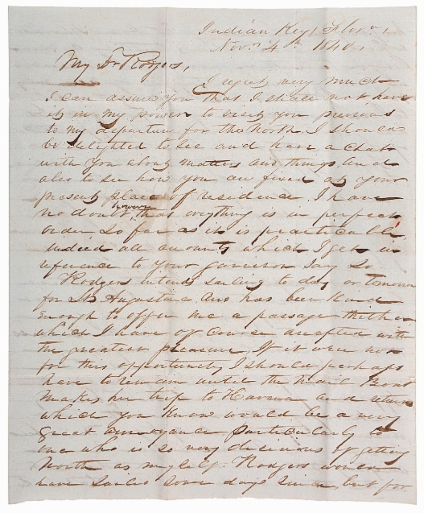 Selling to an institution for $36,250 was this archive from prominent Rear Admiral Christopher Raymond Perry Rodgers (1819-1892). It featured 320 letters. The Admiral came from the Rodgers and Perry families, and was related by marriage to the influential Slidell family of Louisiana. He was the son of Captain George Washington Rodgers (1787-1832) and Anna Maria Perry (1797-1856), nephew to Com. Oliver H. Perry and Com. Matthew C. Perry, and grandson of Capt. Christopher Raymond Perry and Com. John Rodgers. The archive spanned from the 1840s to 1880s and covered the admiral’s time in the Mexican War, Indian War and Civil War.