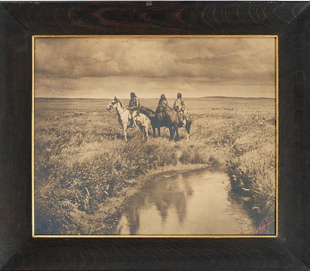 Specialist Katie Horstman said she could find only one other example of a Curtis print with a red signature, and that description said it was made for an exhibition. That detail could have been the reason that this platinum photograph of “Three Chiefs, Piegan,” sold for $21,250 on a $3,000 estimate. “It’s a beautiful scene in original frame with original backing,” Horstman said, adding that the consignor had purchased it from the estate of descendants of a Massachusetts Civil War officer.