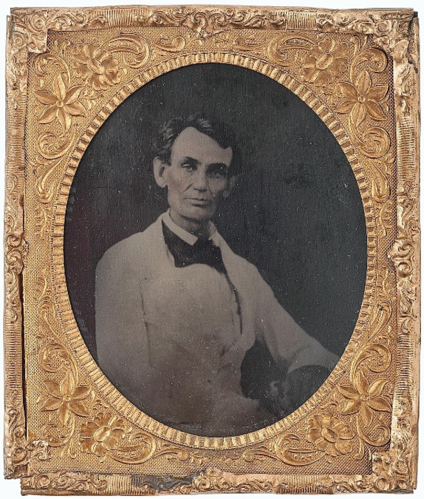 The “Beardstown Portrait” of Abraham Lincoln, taken by 18-year-old Abraham Byers in Beardstown, Ill., was likely reproduced a number of times, but this period tintype is the only copy known. The original ambrotype resides with the University of Nebraska. Cowan said that in his entire career, he has never seen another. The portrait is famous for its depiction of a beardless Lincoln as a lawyer in a white linen suit, fresh off the win of the “Almanac Trial,” where he got his client acquitted of murder charges by producing an almanac as evidence showing the night of the murder was a moonless night. A single witness said that he saw the murder unfold from 150 yards away, with Lincoln arguing that it was not possible to see anything from 150 yards away on a pitch black night without the light of the moon. The portrait sold for $18,750.