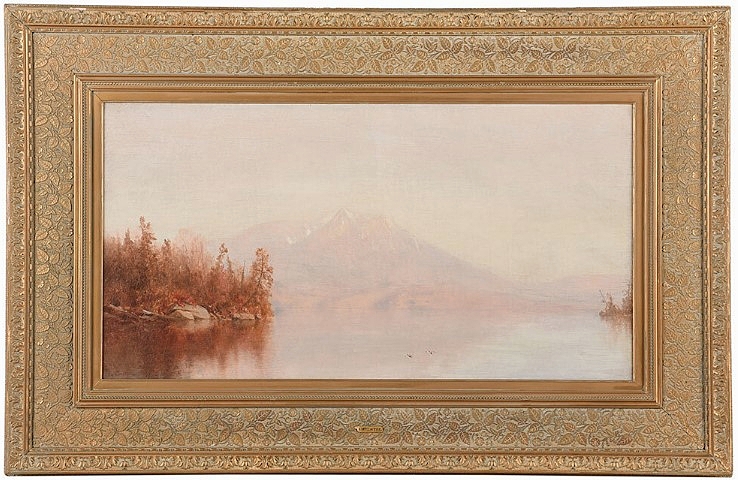 An institution in the United States, bidding on the phone, took this luminous depiction of upstate New York’s Lake Placid by Jervis McEntee (New York, 1828-1891) to $46,740, well north of its $8/12,000 estimate.