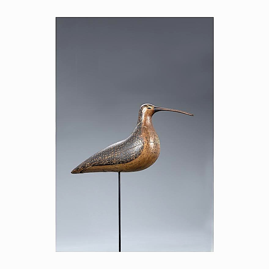 The star of the sale was this the circa 1870 three-piece hollow carved Nantucket curlew by Charles Coffin. Examples by this maker are rare, and this one had an exceptional paint job. Although the beak was replaced, it sold for $108,000, a record for the carver and any Nantucket decoy.