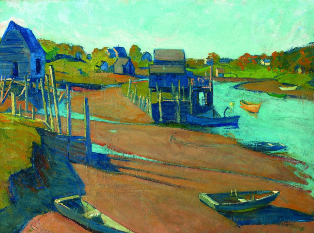 Gertrude Fiske’s (1879-1961) depiction of Turbat’s Creek, a Kennebunkport scene, was bid to $20,740. The oil on canvas was signed on verso and measured 20¼ by 27-  inches.