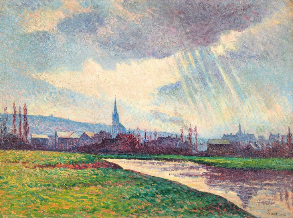 Maximilien Luce (1858-1941), “Paysage au bord de la riviere,” 1896, a 19¼-by-26-inch oil on canvas, sold for $150,000. The auction house wrote that the work was completed shortly after Luce’s visit to Camille Pissarro in Eragny-sur-Epte in September, 1895.