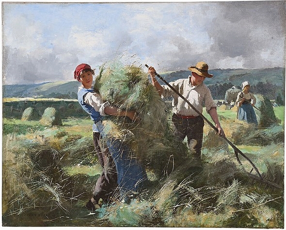 A phone bidder from the United States paid $73,800 for this work by Julien Dupré (French, 1851-1910) ($80/120,000).