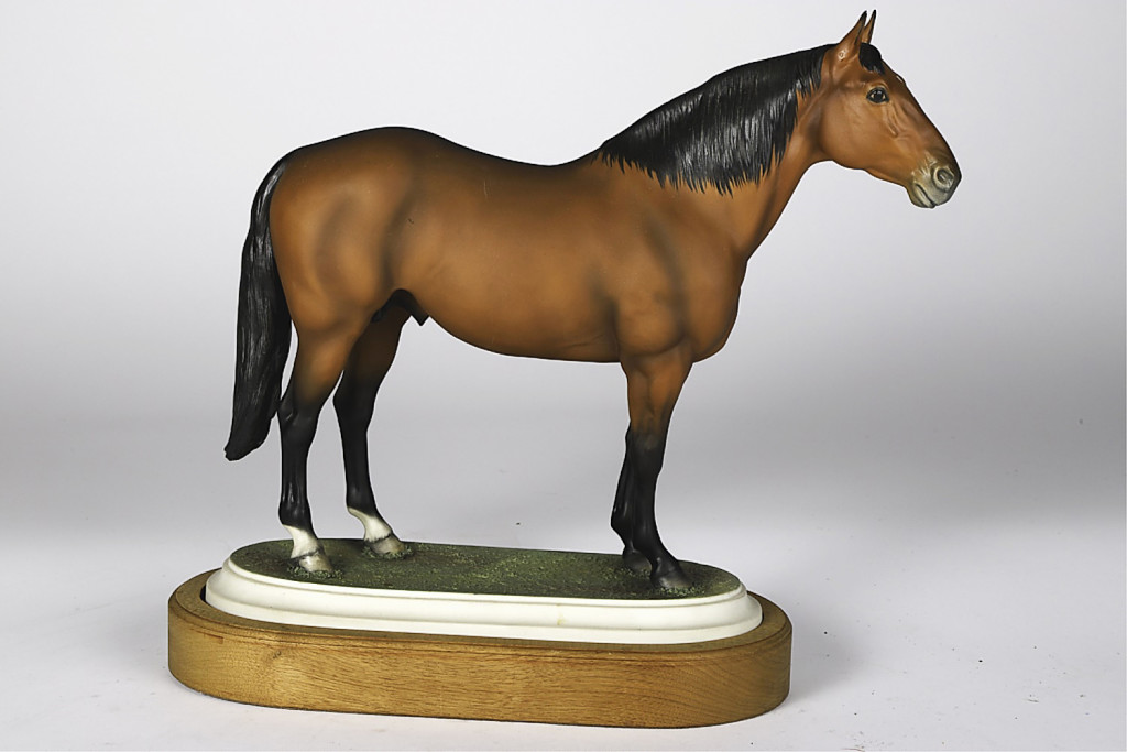A Boehm (American, founded 1953) hand painted bisque porcelain horse figurine of Adios from a limited edition of 130 was bid to $1,845.