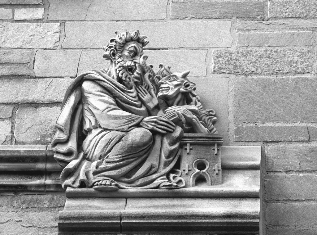 At Davenport College at Yale, Dr Faustus is shown summoning a demon as a warning against unchecked greed and hubris.