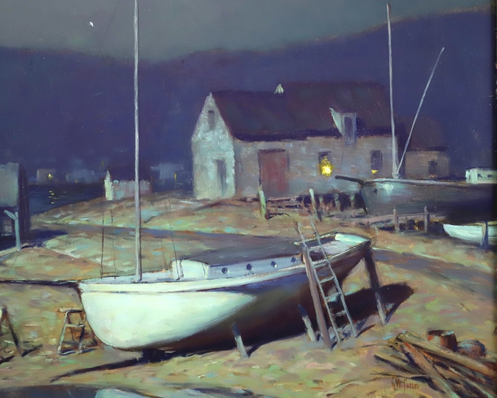 Another museum-exhibited work by George Sotter, “Fishing Village By Moonlight,” brought $33,000.