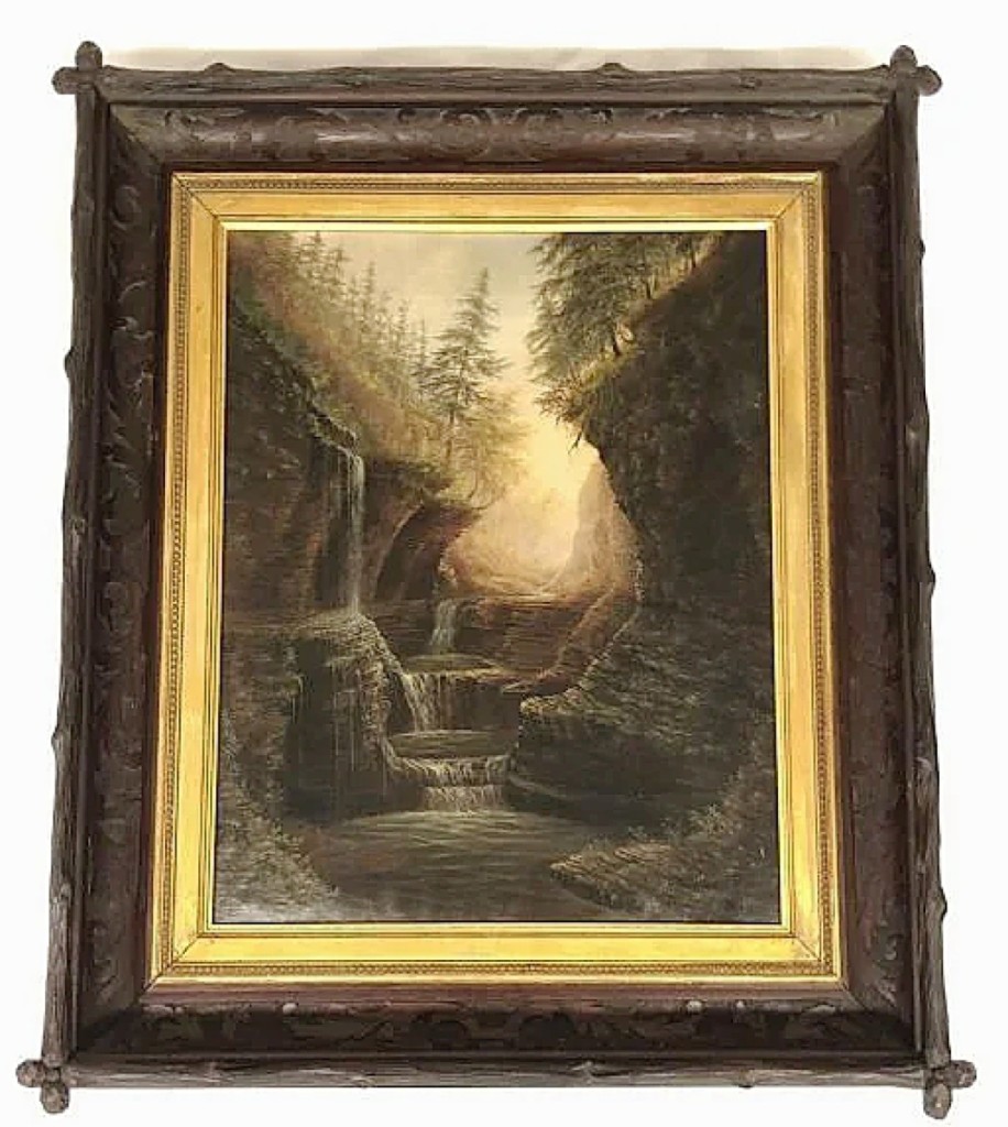 Leading the sale at $14,950 was this oil on canvas painting by James Hope (1818-1892) depicting Rainbow Falls in Watkins Glen, N.Y., where Hope lived out the last 20 years of his life. It was purchased by a Lake George collector.