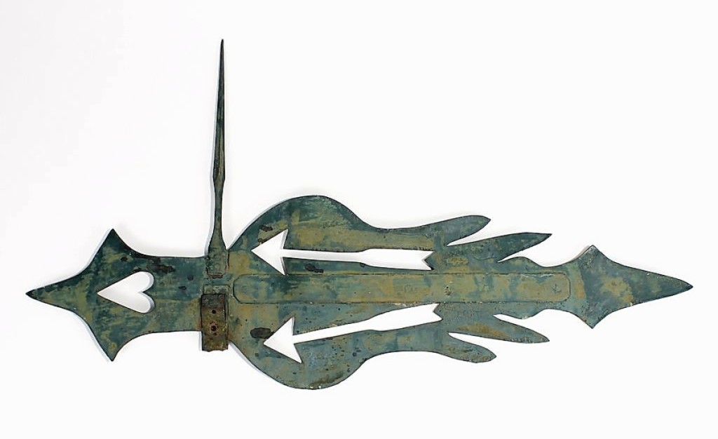 Adam Irish of Old as Adam Antiques sold this folk art bannerette weathervane, circa 1830s, inspired by Halley’s Comet. The painted copper and iron vane once flew above Blood Farm in Groton, Mass., circa 1830s.