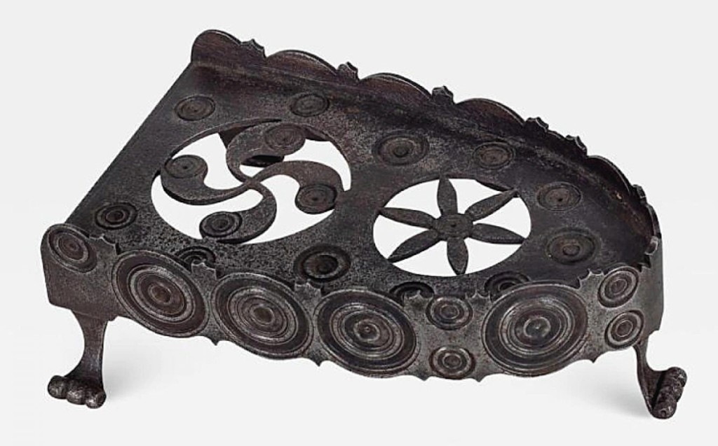 Elliott and Grace Snyder, South Egremont, Mass., called this English steel trivet a tour de force. It was a quick sale for the dealers, who said it was from the early Nineteenth Century and “exhibited the maker’s skill and imagination.”