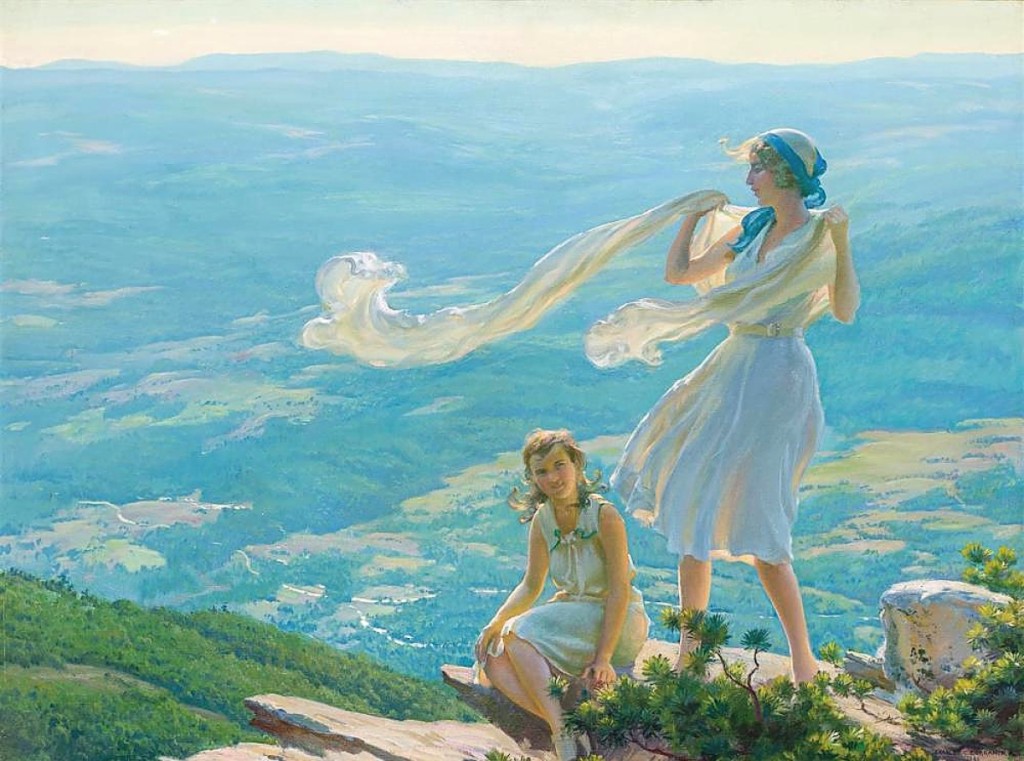 A private buyer in the United States prevailed against competition to take “Wind on the Cliff” by Charles Courtney Curran (American, 1861-1942) that blew past its estimate to sell for $100,000 ($70/90,000).