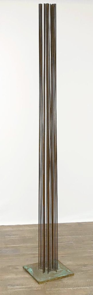 A sonambient work by Val Bertoia was the highest selling sculpture in the sale at $5,228. With beryllium copper rods, the work rose 80 inches high.