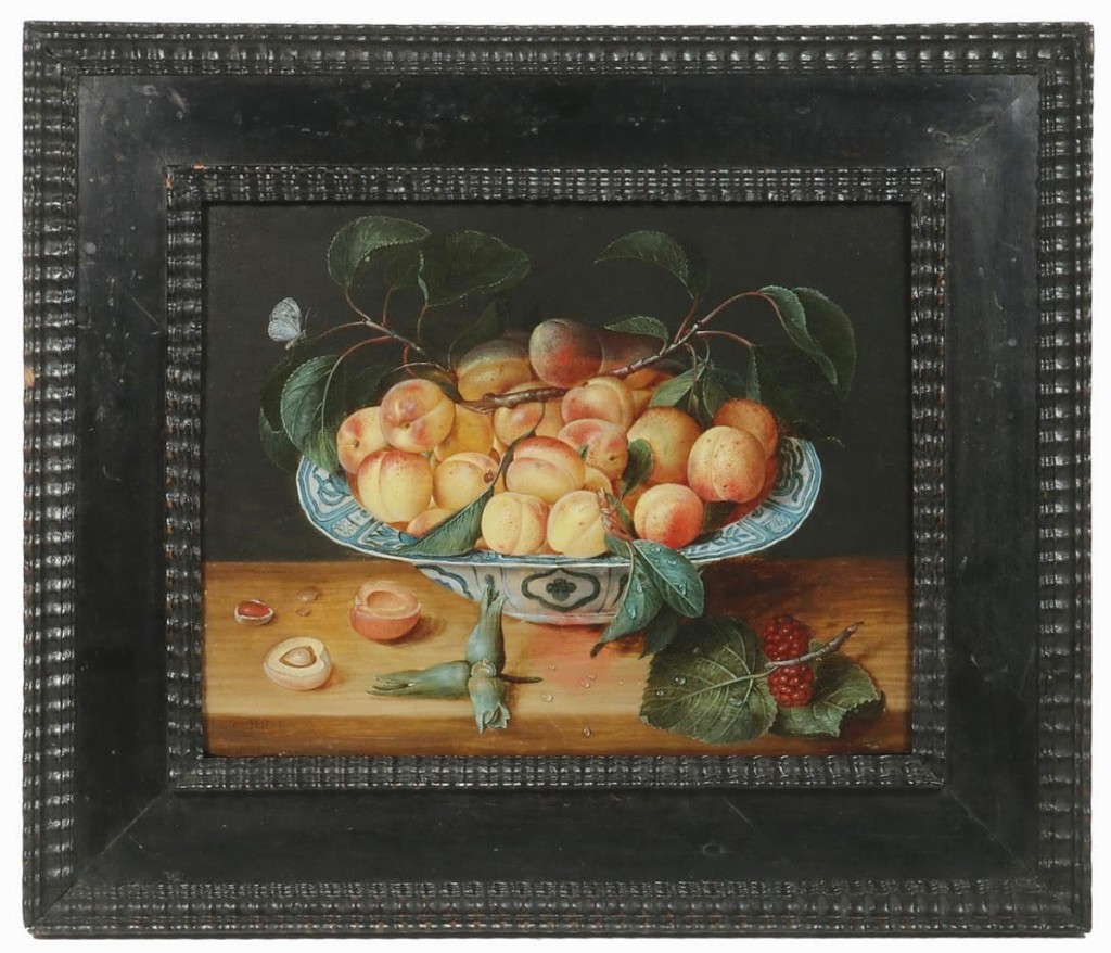 European paintings included this Dutch Old Master still life on panel, dating to the late Seventeenth or early Eighteenth Centuries. It was initialed JHD-M in the lower left corner, and it sold well over the estimate for $60,000.