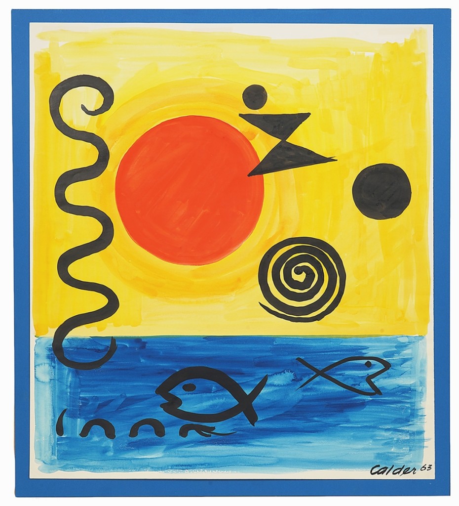 This gouache on paper by Alexander Calder (1898-1976) titled “In Mid-Ocean” was the sale’s top lot, handily outperforming its $25/35,000 estimate to finish at $97,650.