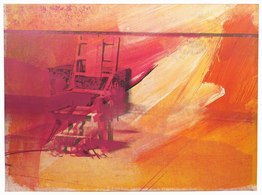 Andy Warhol’s (American, 1928-1987) “Electric Chair” 1971, from the artist’s “Death & Disaster” series, was bid to $18,750 and was considered unique because of his use of more than two colors.