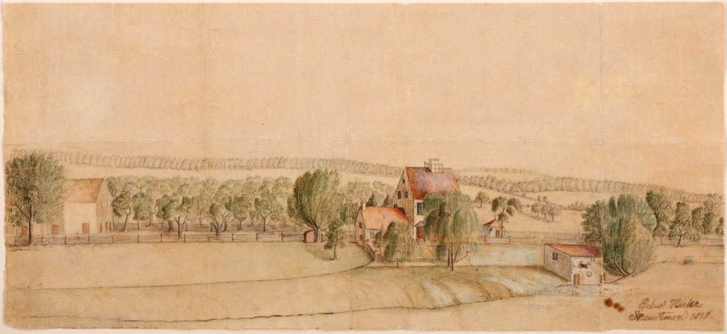 Landscape view, Newtown, Penn., 1818. Watercolor and graphite on laid paper. Museum Purchase, 2017.