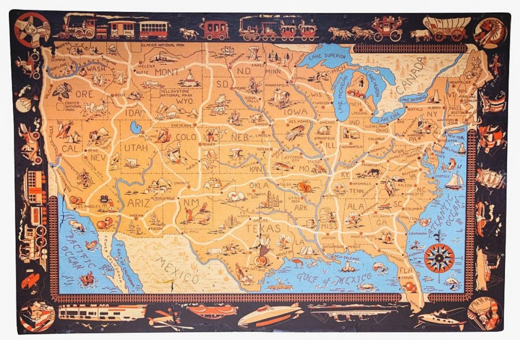 Bringing $6,000 from a trade buyer on the phone was this large frontier map of the United States, circa 1950-75, which had an estimate of $300/400.