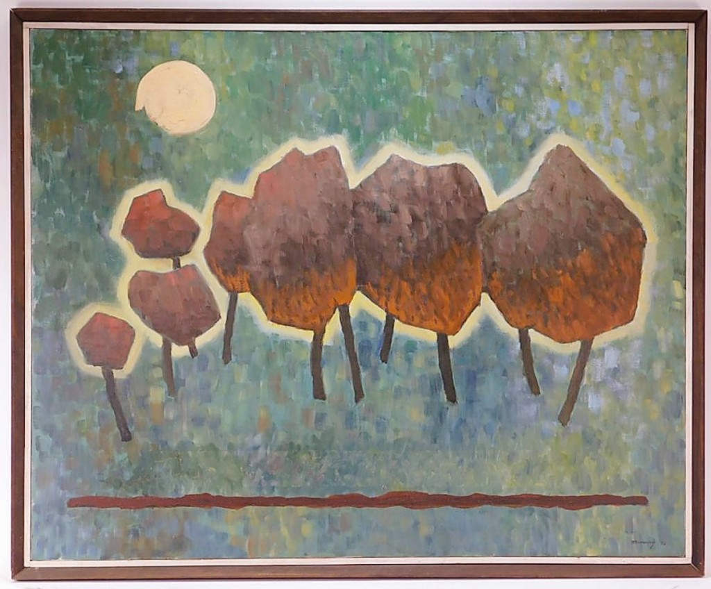 The highest price achieved by one of five works in the sale by Robinson Murray was “Trees Under Full Moon,” which brought $1,750 from a private collector in the United States. As it happens, the result set an auction record for the artist. ($1/1,500).