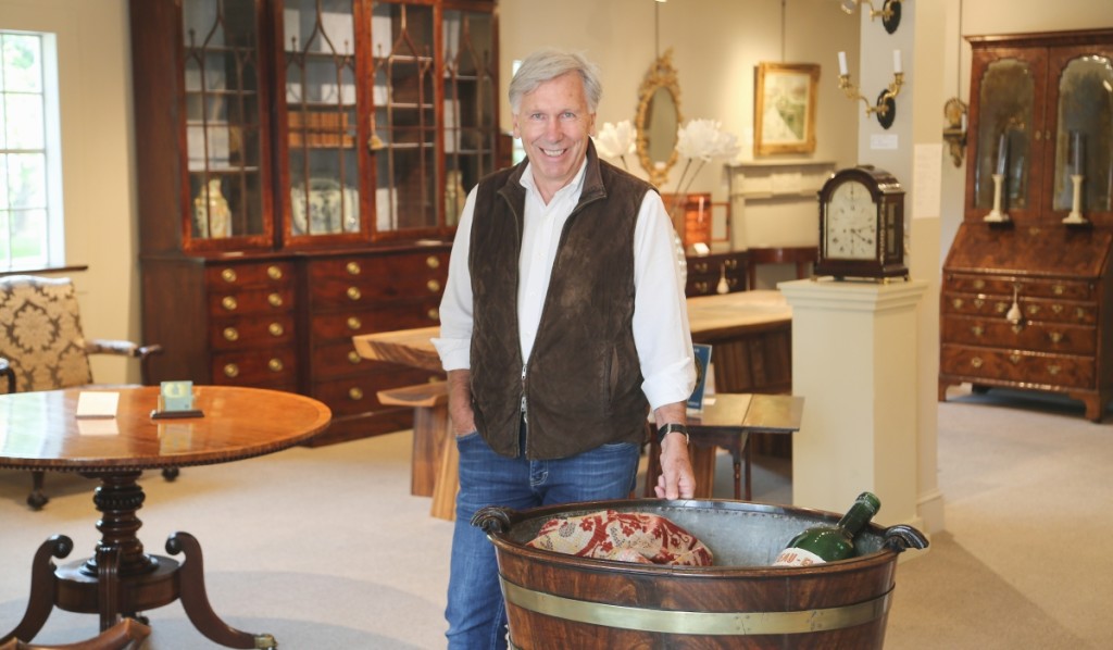 Gary Sergeant of G. Sergeant Antiques stands in his new gallery space at 289 Main Street South in Woodbury, Conn.