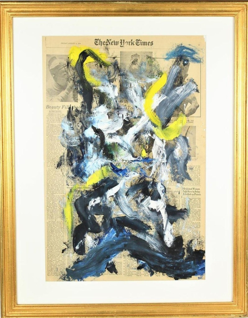 “A private collector in Beverly Hills, Calif., won that,” Ford said, of an oil on newsprint abstract painting attributed to Willem de Kooning (Dutch American, 1904-1997). It brought $12,500 ($4/8,000).