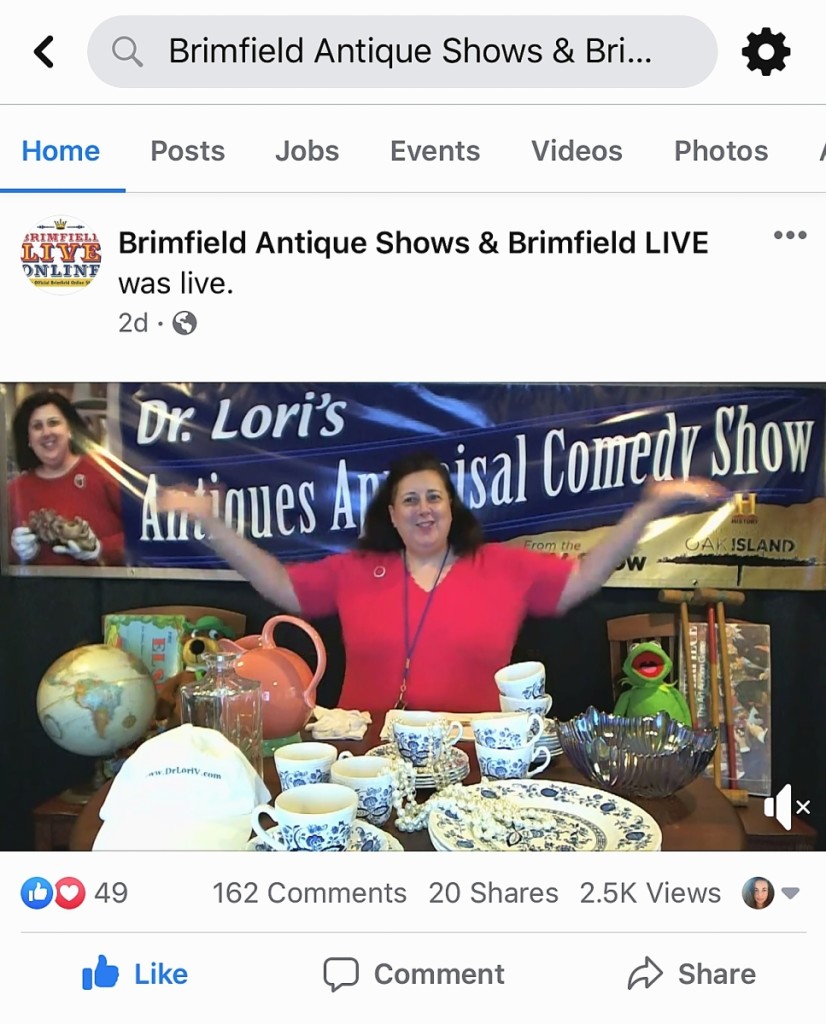 A screen shot taken during live-streamed appraisals by Dr Lori Verderame, an appraiser who regularly appears on TV shows on both The History Channel and Discovery channel.