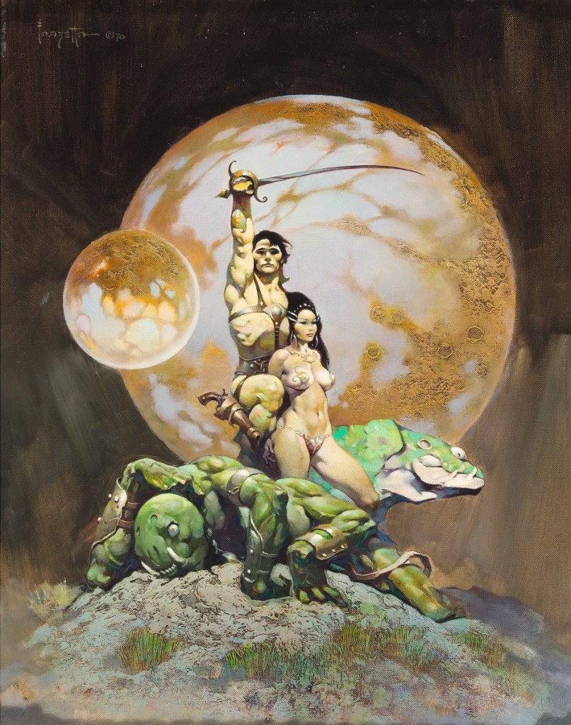 Leading the sale was Frank Frazetta’s original oil on canvas painting “A Princess of Mars,” which brought the third highest price of the artist’s career at auction with $1.2 million. This is the second version of the work that the artist created; the first used as the cover for Doubleday’s 1970 re-release of Edgar Rice Burroughs’ A Princess of Mars. The artist related that he liked this second version better than the first.