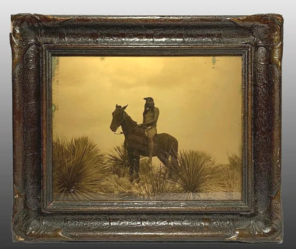 An Edward Curtis goldtone photograph, “The Scout,” sold for $3,162. It featured the original batwing frame and had provenance from the Andy Warhol collection.