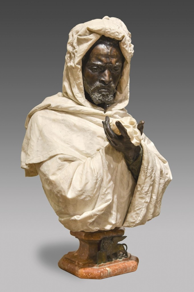 A marble and bronze depiction of Othello by Pietro Calvi (Italian, 1833-1885) started the series off with a bang on the first day, realizing $102,400. It is going to a London gallery.