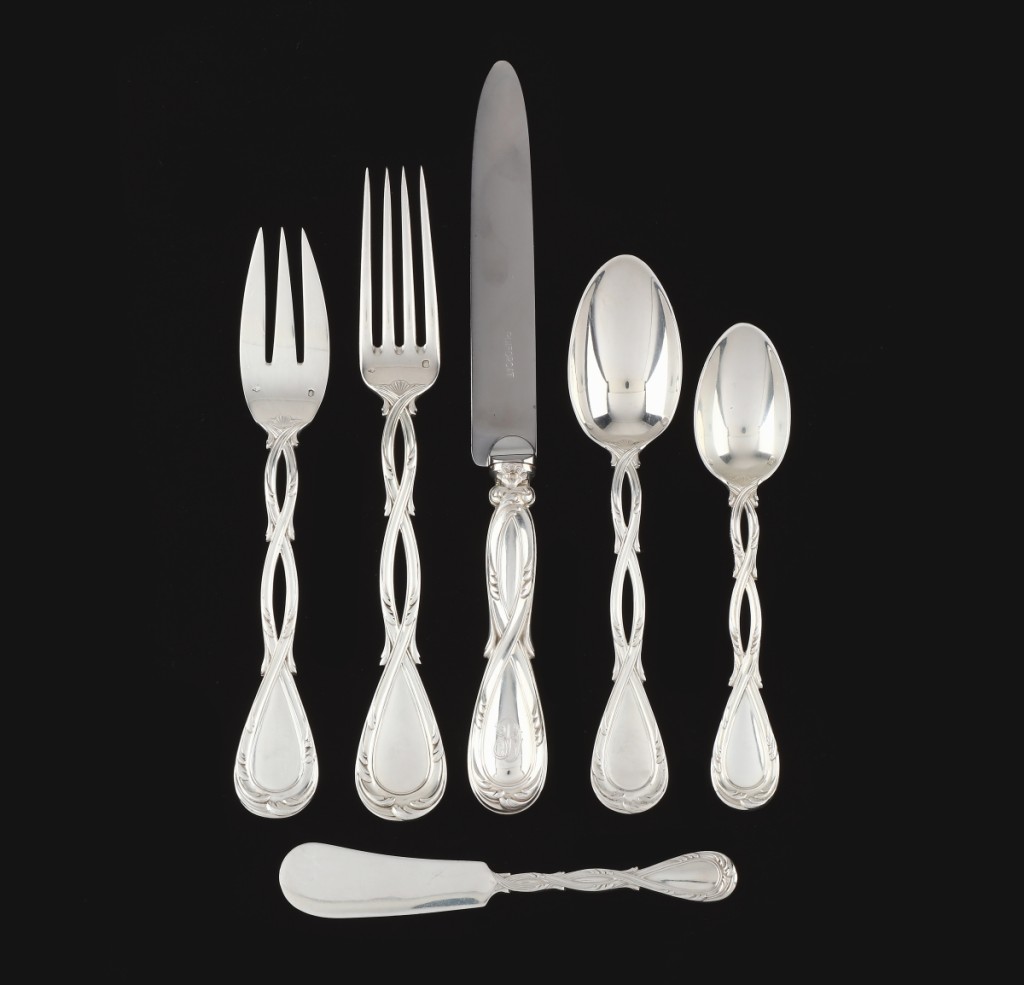 A Puiforcat “Royal” sterling silver flatware service that attained $40,120.