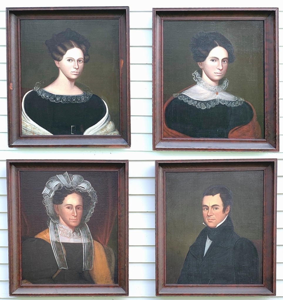 Auctioneer Josh Steenburgh said these portraits by Zedekiah Belknap (Mass./N.H./Conn., 1781-1858) may have depicted the Wilson family of Marlborough, Mass., and they sold to a collector for $4,250. Steenburgh noted that they were among the best portraits he has handled by the artist.