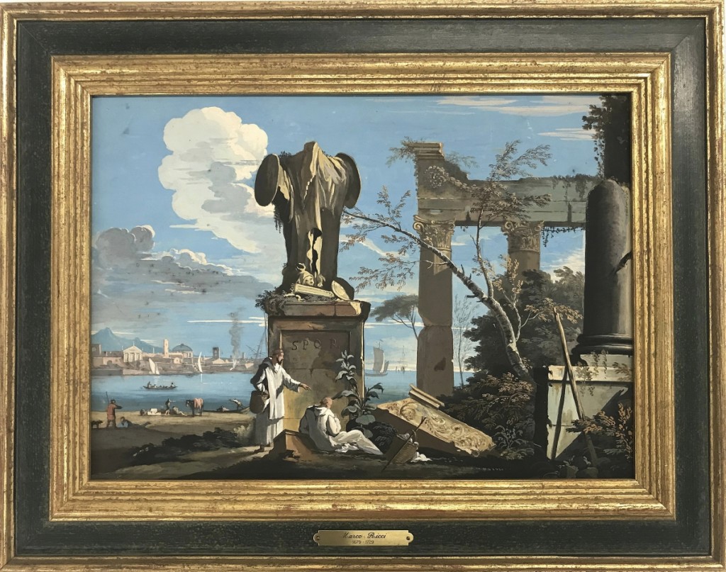 Another Ricci tempera on board, a scene of figures among classical ruins, took $22,800, more than a sixfold increase over expectations. Like the other Ricci work, it was won by a California collector.