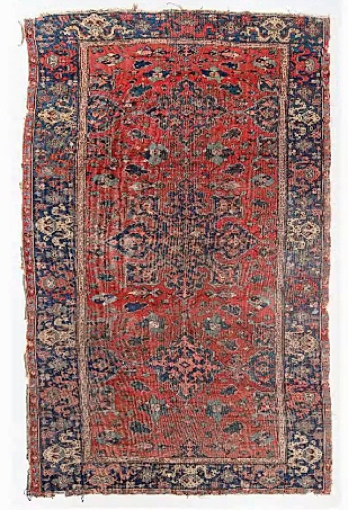 Top lot of the sale was a Star Ushak rug from Turkey, Seventeenth Century, 8 feet 6 inches by 13 feet 11 inches, which sold for $26,800 against a $7/10,000 estimate.