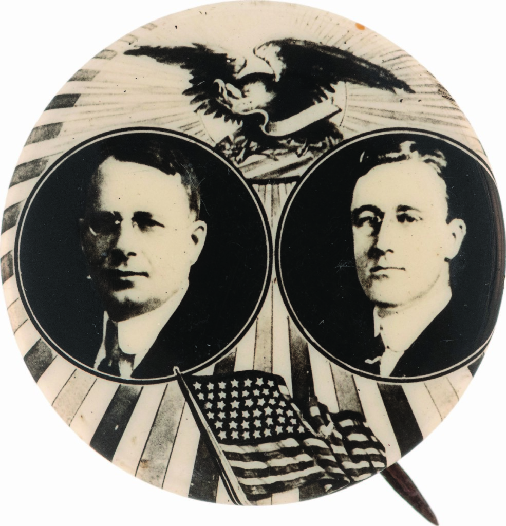 A top highlight of the auction’s political memorabilia category was this recently discovered Cox/Roosevelt 1920 Democratic campaign “Eagle & Rays” jugate button that commanded $35,695.