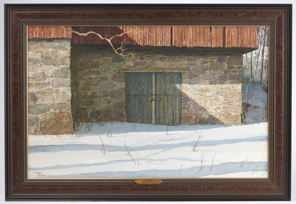 Connecticut artist Eric Sloane (1910-1985) is a perennial favorite and his “Old Barn” generated a lot of interest, bringing $10,937 from a private collector ($4/6,000).