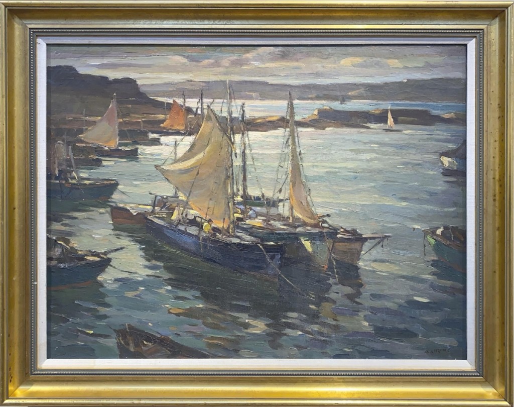 A private collector bidding online won “Inner Harbor, Cape Ann” by Antonio Cirino (1888-1983) for $10,030. The oil on canvas work measured 24 by 32 inches and was one of eight works by the artist in the sale ($3/6,000).