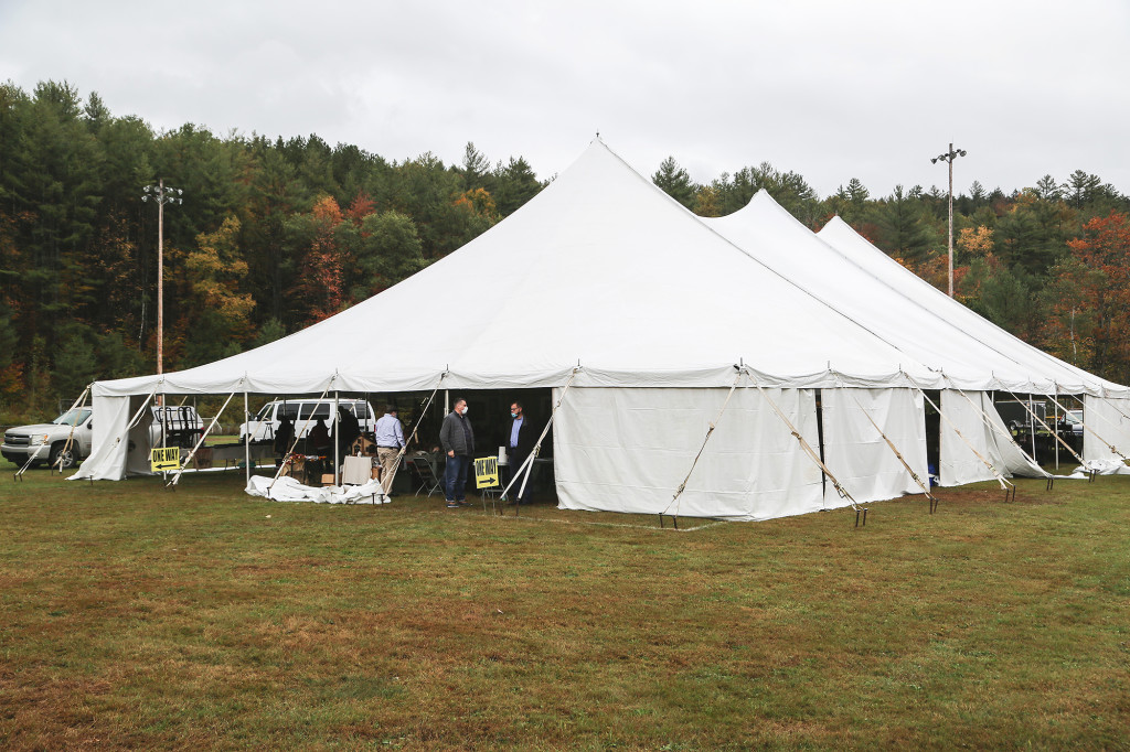 The tent at the Black River Antiques Show, held on the baseball field behind the Ludlow Community Center.