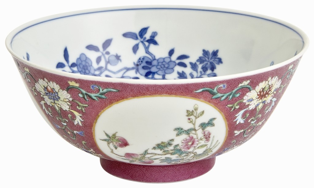 Leading the sale was this Chinese Imperial sgraffiato enameled porcelain medallion bowl that made $47,500 ($10/15,000).