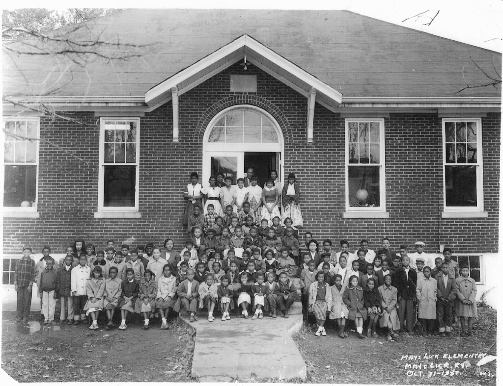 An archive photo dated 1957 shows the students outside of the May’s Lick Rosenwald School in Mayslick, Ky. The school was the 2020 grantee of the African American Cultural Heritage Action Fund, which provided a capital grant to help restore the building. Photo courtesy May’s Lick Community Development Board.