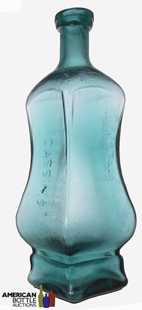 Only one other example of an aqua blue Cassin’s Grape Brandy Bitters bottle was known until this sale, and it brought $155,000 from the Ken Fee collection at American Bottle Auctions in November 2019. Mullally held another, though this one had a crack and a satin finish, and it sold for $10,235.