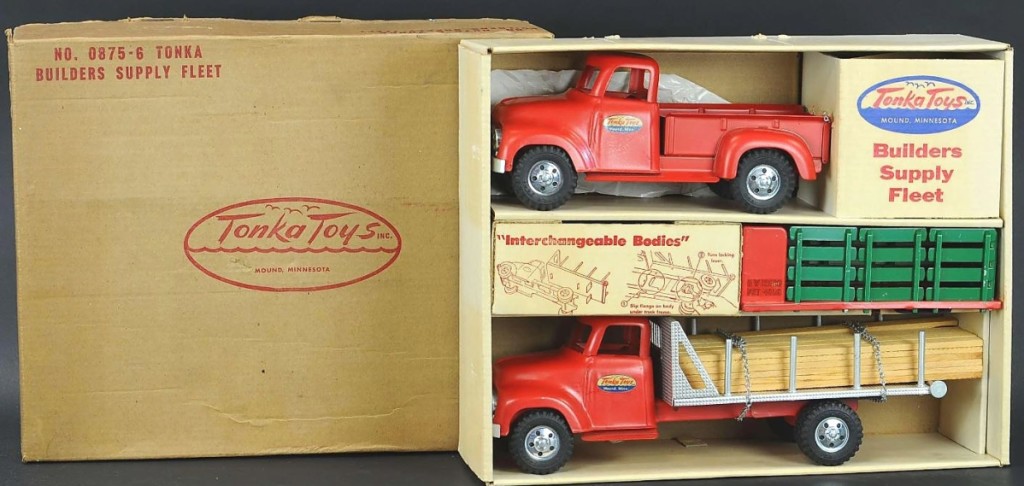 The auction house was surprised when this Tonka Toys Builders Supply Fleet in original box brought $15,600 on a $1,000 high estimate. The toy was a bit later than almost all other offerings in the sale, made in the 1950s.
