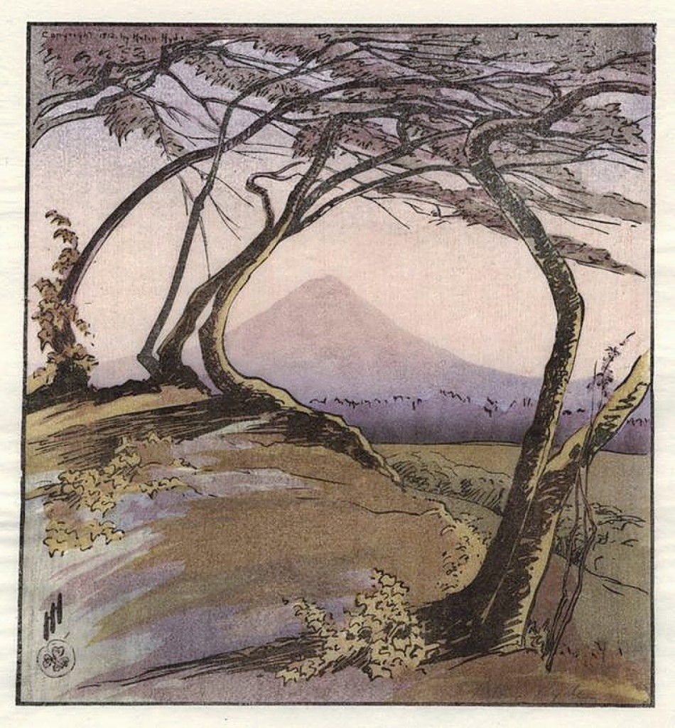 This color woodcut of Mount Orizaba by Helen Hyde, dated 1912, was with Conrad R. Graeber Fine Art, Riderwood, Md.; he said it was the kind of work that has crossover appeal to collectors of both Arts and Crafts pieces as well as print collectors. It was priced at $900.