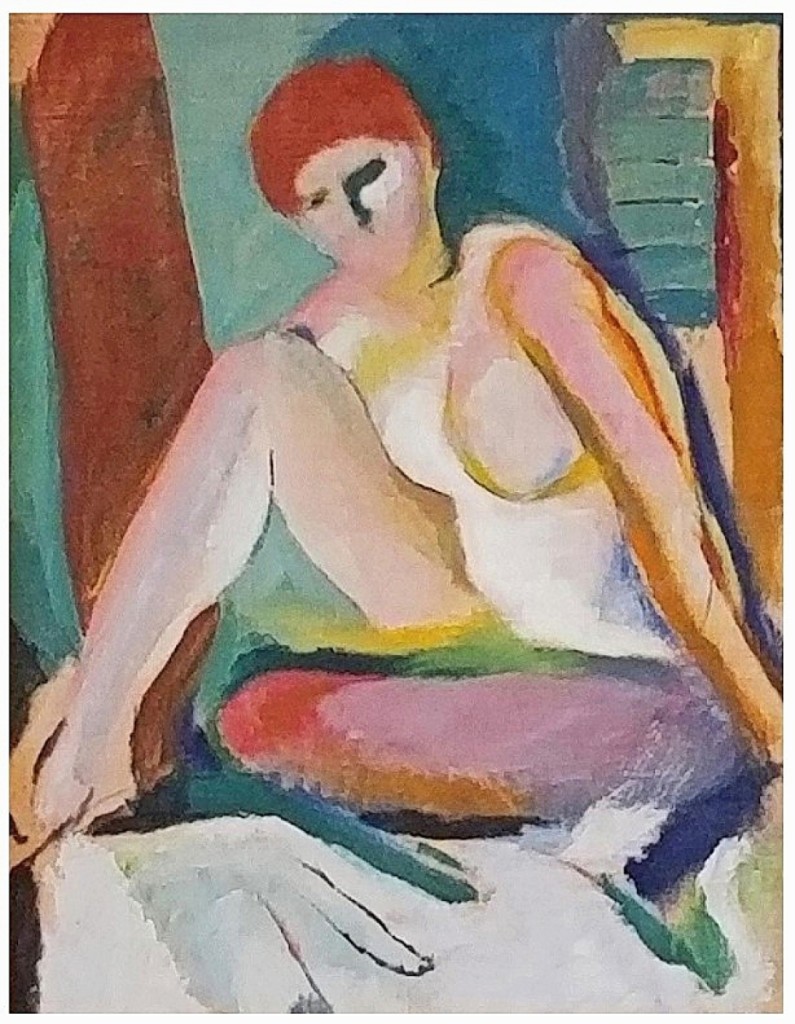 Phoenixville, Penn., dealers Dixon-Hall Fine Art had this modernist painting of a seated nude by Arthur Beecher Carles (American, 1882-1952). Measuring 29 by 20 inches, it was priced at $45,000.