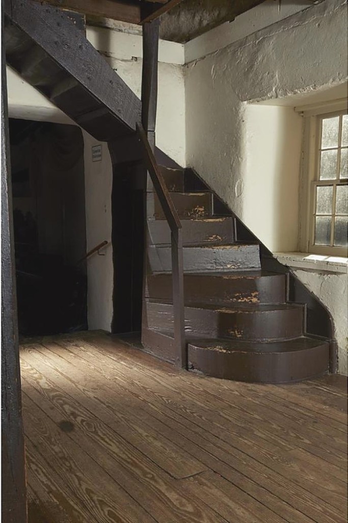 Tim Andreadis estimated that Wharton Esherick made fewer than a dozen staircases in his career, with two of them for the Hedgerow Theatre. A spiral staircase burned down in the 1980s, while this staircase shown, a painted pine example, sold for $81,250 to the Rose Valley Museum, which intends to install it in a gallery dedicated to the artist.