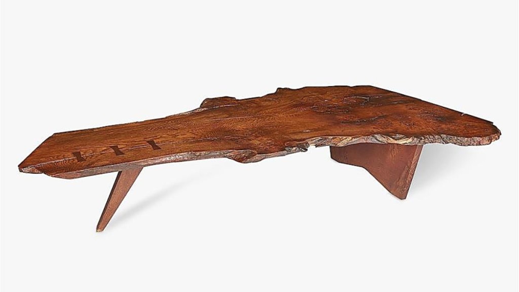 George Nakashima made this English oak burl and rosewood Slab I coffee table in 1961. It sold for $37,500.