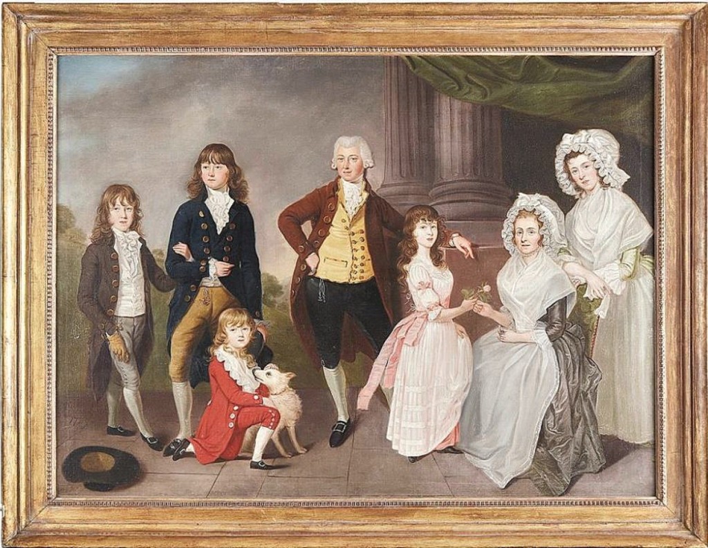 Lynda Cain said this painting by Joseph Wright, an American painter who worked as an engraver for the United States Mint, documented the artist’s trip to an estate in England. The subjects are believed to be the Gribble family from Kenton and it is dated 1789. “It was just a great painting — a regal family with the palatial columns,” Cain said. The 47-by-35-inch oil on canvas sold to an English buyer for $27,500.